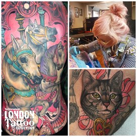 Tiny Miss Becca at the London Tattoo Convention 2018