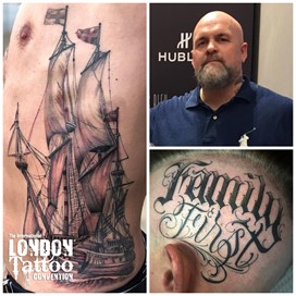 B J Betts at the London Tattoo Convention 2018